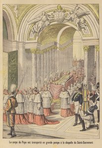 Les funérailles du pape Léon XIII (lithographie couleur) - French School
