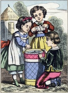 Le jeu des macarons. Gravure de l