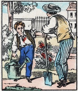 Le jardinier. Gravure dans « La chanson des métiers ». Imagerie d