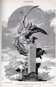 La gloire couronne Pierre Corneille - dessin de Merwart pour « Le Drapeau - Moniteur Illustre de la Ligue des Patriotes » - 1884 - French School