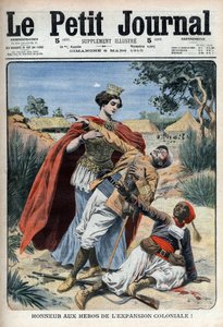 Les héros du colonialisme (en Afrique du Nord) sont honorés - gravure allégorique « Le Petit Journal », 6 mars 1910 (gravure)
