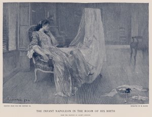 Le jeune Napoléon dans la chambre de sa naissance - French School