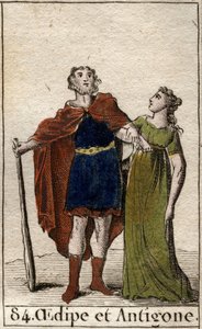 Le roi de Thèbes Œdipe avec sa fille Antigone. De "Mythologie de la jeunesse" par Pierre Blanchard 1803. - French School