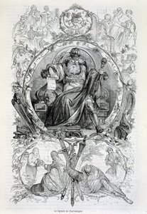 La légende de Charlemagne, gravure - French School
