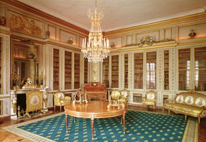 La bibliothèque de Louis XVI (1754-93) décorée en 1781 par Rousseau sous la direction de Gabriel - French School