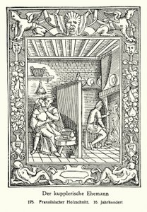 Le mari entremetteur (gravure sur bois)