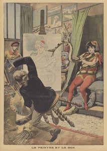 Le peintre et le boa constrictor (lithographie en couleur) - French School