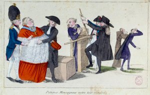 Le dégraisseur patriote : « patience, monseigneur, votre tour viendra. » Caricature représentant les personnages de l