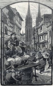 Les joueurs de biniou à Quimper (Finistère, Bretagne). dans "Le Petit Parisien"