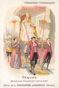 Le pape porté pour faire sa bénédiction traditionnelle de Pâques - French School
