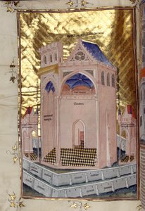 Le portique du saint des saints dans le Temple de Salomon à Jérusalem Miniature tirée de « Commentaires de la Bible » par Nicholas de Lyre (13ème siècle) - French School