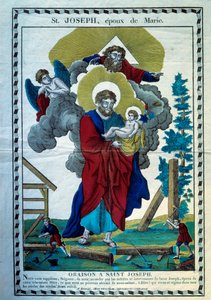 La prière de Saint Joseph, époux de Marie. Gravure du XIXe siècle. Paris, Musée des Arts et Traditions Populaires - French School