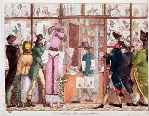 Le marché des estampes (lithographie) - French School