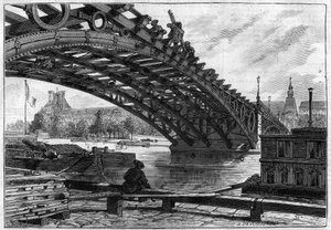 La réfection du tablier du pont des Saints-Pères (Pont du Carrousel) en 1883 (Saints-Pères) - gravure dans "Le journal illustré" - French School
