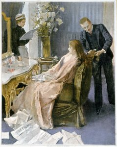 La séance du coiffeur à domicile - dessin - French School