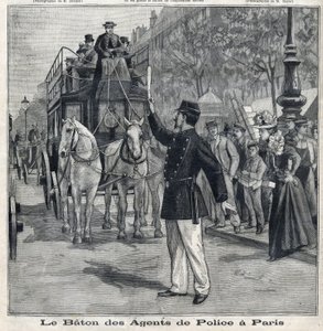 Le bâton des policiers à Paris pour réguler la circulation dans les rues de la capitale, dans "Le Petit Parisien" - French School