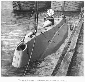 Le sous-marin Holland, illustration de Le Monde Illustré, janvier 1899 - French School