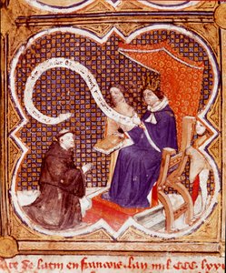 Le traducteur offre son livre au roi Charles V (1338-1380) Miniature tirée de 