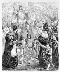 Le triomphe de Constantin (empereur romain) - dans « Histoire des Papes » - French School