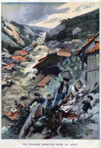 Le village de Saint-Ours près de Barcelonnette dans les Alpes enseveli sous la boue - dans "Le Petit Parisien" - French School