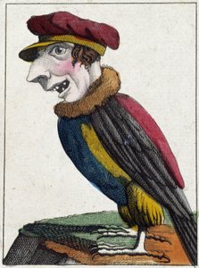 Le vautour en caricature, étude de caractère « caractère volatile » - French School