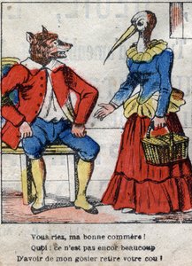 Le loup et la cigogne. Fables de Jean de La Fontaine (1621-95). Imagerie d