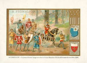 Le jeune Alexios IV Angelos amène Baudouin IX, comte de Flandre, pour libérer son frère, Quatrième Croisade - French School