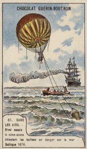Théodore Sivel testant une ancre de ballon en forme de cône sur la mer Baltique - French School