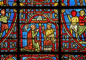 Théophile se confesse à son évêque - les démons regardent alarmés - French School