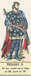 Thierry II, 21e roi, monte sur le trône en 720, mort en 737 - French School