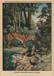 Tigre attaquant une femme, illustration de couverture de 