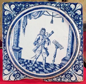 Carreau représentant un bassoniste, 1706 - French School