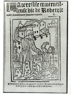Page de titre de La Terrible et Merveilleuse Vie de Robert le Diable, publié par Claude Blihart en 1563 - French School