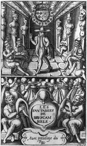 Page de titre de Les Fantaisies de Bruscambille, publié en 1615 - French School