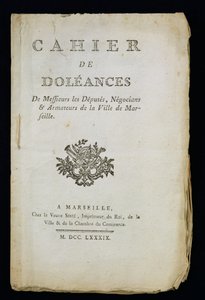 Page de titre du Livre des plaintes des députés, marchands et armateurs de Marseille, 1789 - French School