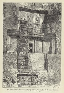 Tombe de Darius avec échafaudage - French School