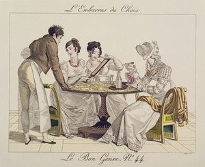 Trop de choix, planche 44 de Le Bon Genre, 1827