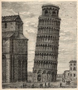 Tour de Pise - Torre di Pisa - Tour de Pise - Gravure dans « Sciences à la portée de tous - Physique et chimie populaires » par Alexis Clerc - Fin XIXe siècle - Collection privée - French School