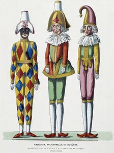 Jouets du Premier Empire : Arlequin, Bobèche - French School
