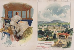 Carte de visite publicitaire pour la station thermale française de Vittel - French School