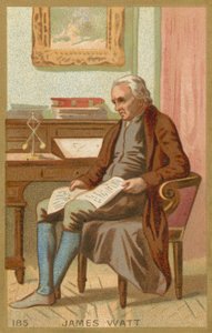 Carte commerciale représentant un portrait de James Watt - French School