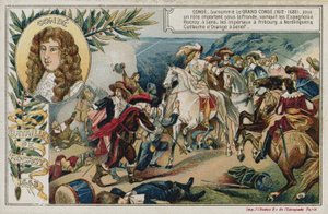 Carte de commerce avec une image de la bataille de Rocroi - French School