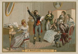 Carte de commerce avec une image de Rouget de Lisle - French School