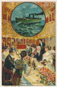 Carte de commerce avec une image de la salle à manger - French School