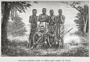 Costume traditionnel des peuples autochtones du Gabon, illustration de 