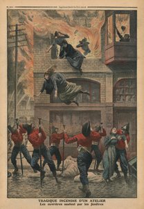 Incendie tragique dans un atelier à Newark, New Jersey, illustration du 