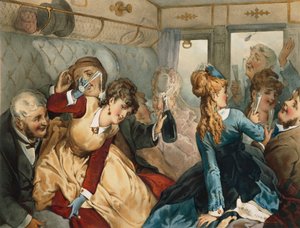 Train de plaisir, illustration pour La Maison Tellier, par Guy de Maupassant - French School