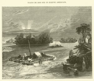 Trains de Bois sur un Fleuve Americain - French School