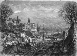 Transformations de Paris sous le Second Empire, Paris haussmannien : percement du boulevard Arago. Gravure dans "Le Monde Illustré" n°568 du 29 février 1868. - French School