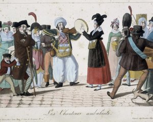 Chanteurs ambulants - gravure - French School